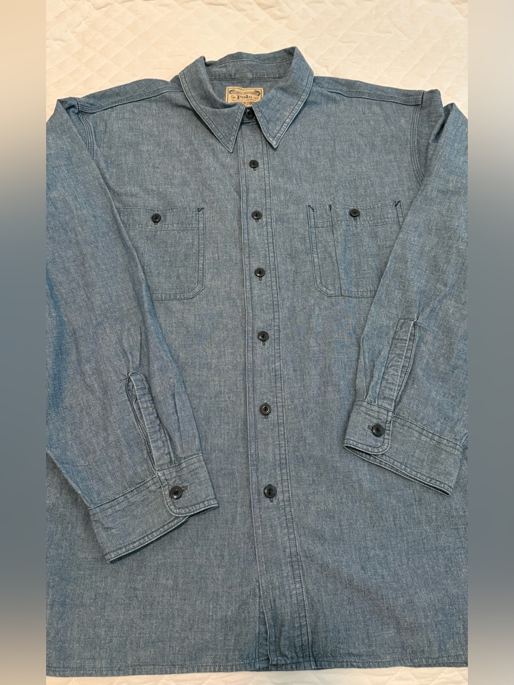 Polo Ralph Lauren Vintage Authentic Denim Goods Chambray Button-Down Workshirt